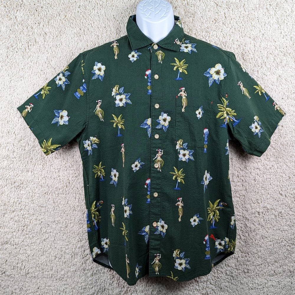 Tommy Bahama* Men's Short Sleeve Button Down Curved Hem Pocket Shirt~‎ Medium